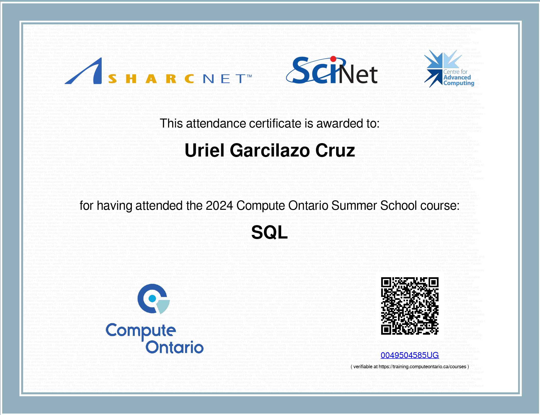 Compute Ontario Certificate