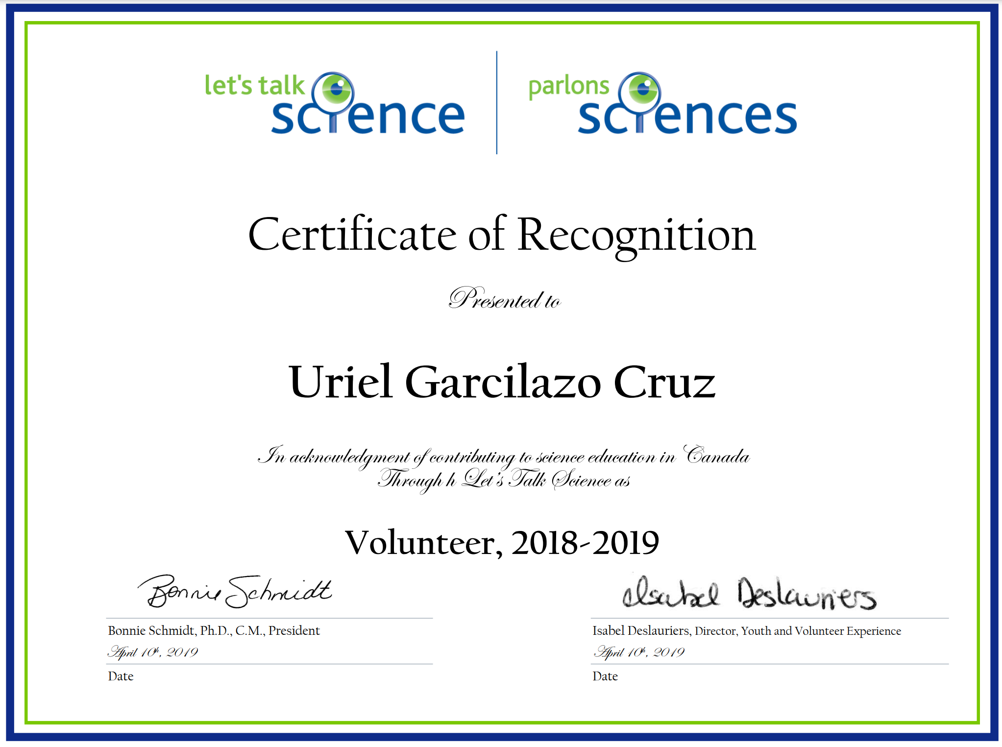 LTS certificate year 1